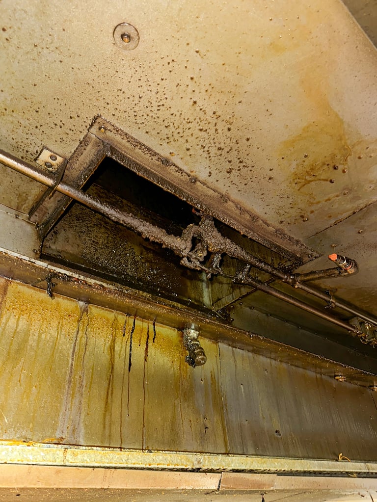 Dirty and greasy kitchen hood