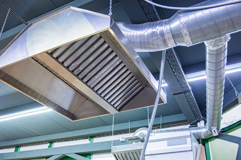 Clean stainless steel exhaust hood